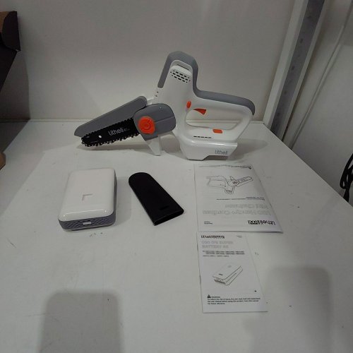 LITHELI CORDLESS PORTABLE MINI CHAINSAW - 20V - 6" - WHITE / GREY (MODEL: EGT050092) image 3
