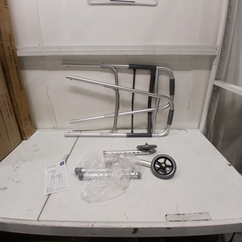 MEDLINE TWO-BUTTON FOLDING WALKER WITH WHEELS - 5" - GREY (MODEL: MDS864104) image 2