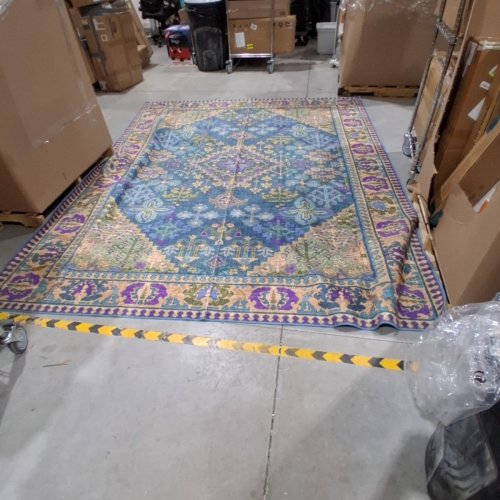 PERSIAN PATTERNED AREA RUG - BLUE, PURPLE, AND BEIGE image 3