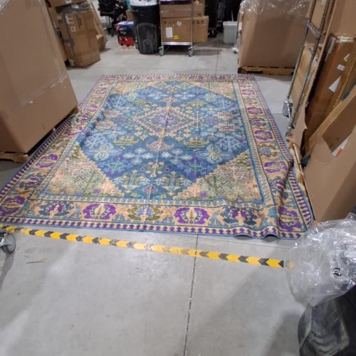 PERSIAN PATTERNED AREA RUG - BLUE, PURPLE, AND BEIGE image 4