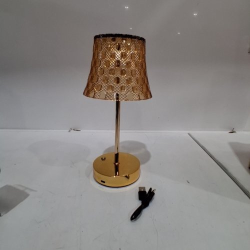 RECHARGEABLE CRYSTAL TABLE LAMP - 10.5" GOLD/AMBER image 3
