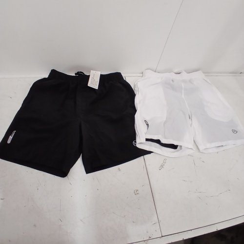 2PC MEN'S MOVEUP QUICK DRY WORKOUT RUNNING SHORTS - LARGE - BLACK / WHITE image 3
