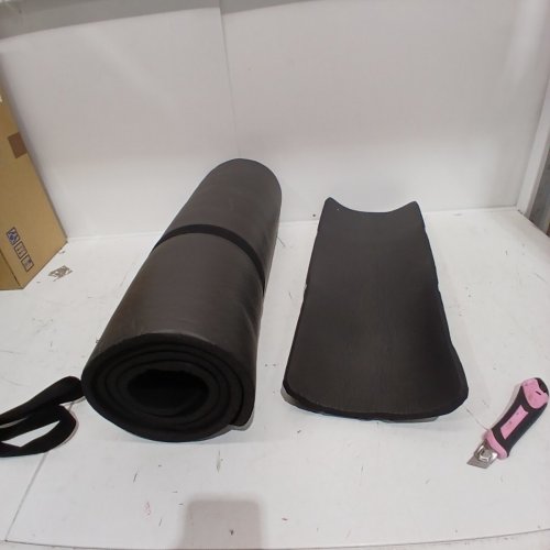 2PC CAP BARBELL HIGH DENSITY EXERCISE YOGA MAT WITH KNEE PAD - 1/2" THICK - BLACK (MODEL : MTIS-6523-12BK-K) image 2