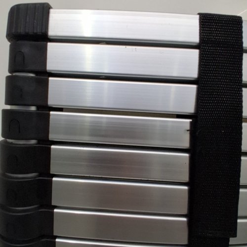 ALUMINIUM LIGHTWEIGHT MULTIPURPOSE COLLAPSIBLE TELESCOPING LADDER - 12.5FT - SILVER/BLACK (MODEL:MF-TLA380) image 3