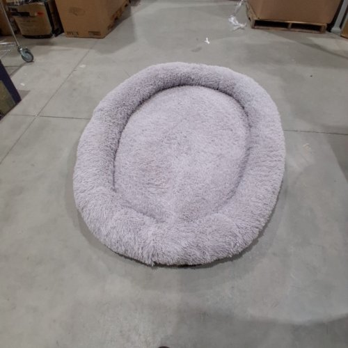 GIANT PV VELVET ORTHOPEDIC ROUND HUMAN DOG BED - 72" X 48" X 10" - GREY image 2