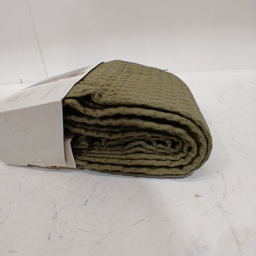 THRESHOLD WAFFLE WEAVE SHOWER CURTAIN - 72" X 84" - DARK OLIVE GREEN image 3