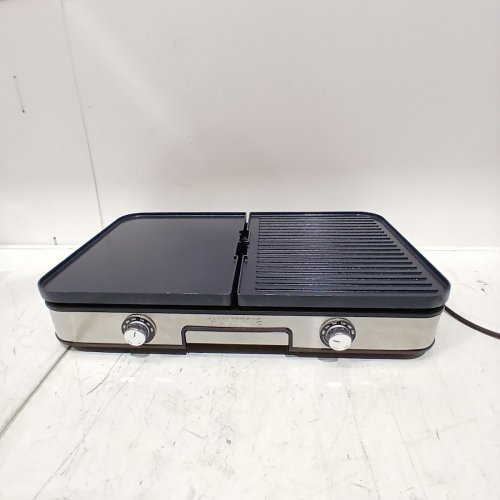 GOURMIA 3-IN-1 ELECTRIC GRILL / GRIDDLE WITH REMOVABLE NONSTICK REVERSIBLE CERAMIC PLATES - ADJUSTABLE 250-400°F DUAL COOKING ZONES - BLACK / BLUE (MODEL: GEG1430) image 3