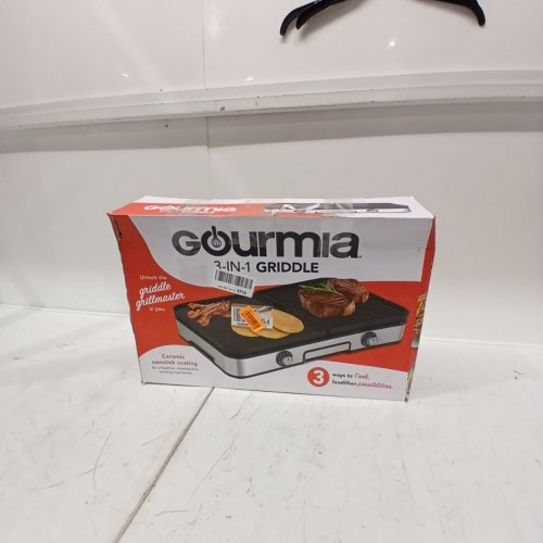 GOURMIA 3-IN-1 ELECTRIC GRILL / GRIDDLE WITH REMOVABLE NONSTICK REVERSIBLE CERAMIC PLATES - ADJUSTABLE 250-400°F DUAL COOKING ZONES - BLACK / BLUE (MODEL: GEG1430) image 5