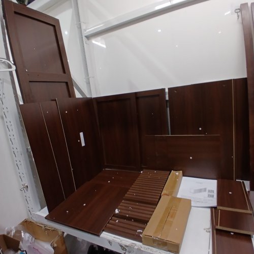 FIVEWILLOWISE FLUTED DOOR SIDEBOARD CABINET WITH 3 DRAWERS - 47.2" X 15.7" X 31.5" - BROWN (MODEL: C7C002) image 4