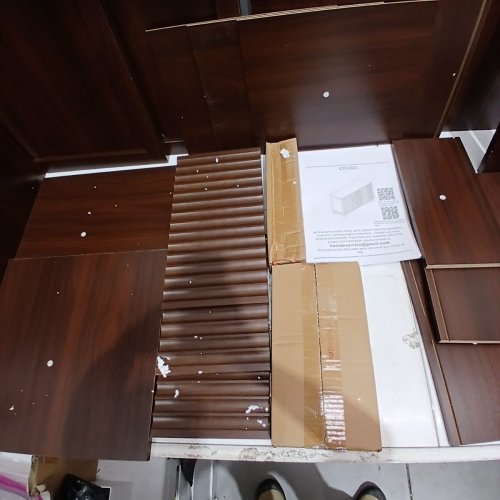 FIVEWILLOWISE FLUTED DOOR SIDEBOARD CABINET WITH 3 DRAWERS - 47.2" X 15.7" X 31.5" - BROWN (MODEL: C7C002) image 8