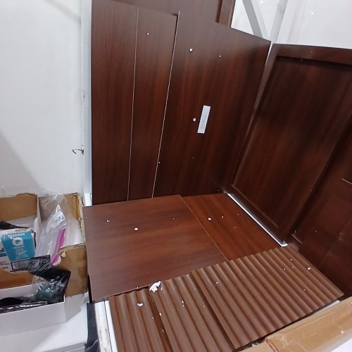 FIVEWILLOWISE FLUTED DOOR SIDEBOARD CABINET WITH 3 DRAWERS - 47.2" X 15.7" X 31.5" - BROWN (MODEL: C7C002) image 9