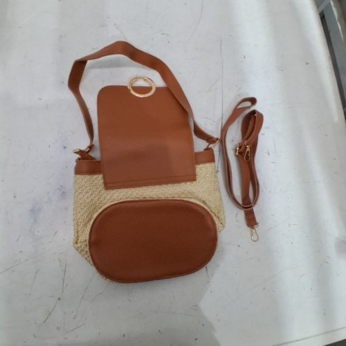 WOVEN CROSSBODY HANDBAG - 5L - BROWN AND TAN image 3