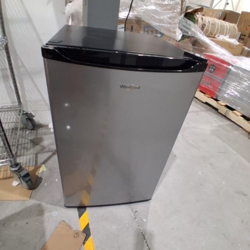 WHIRLPOOL MINI REFRIGERATOR WITH REVERSIBLE DOOR - FREEZER COMPARTMENT - 4.3CU.FT STAINLESS STEEL AND BLACK (MODEL:WH43S1E) image 4