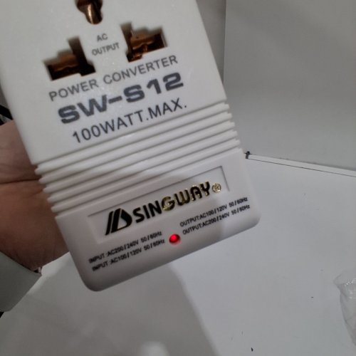 SINGWAY POWER VOLTAGE CONVERTER TRANSFORMER - 100W MAX - 110V/120V TO 220V/240V STEP-UP/DOWN - WHITE (MODEL: SW-S12) image 2