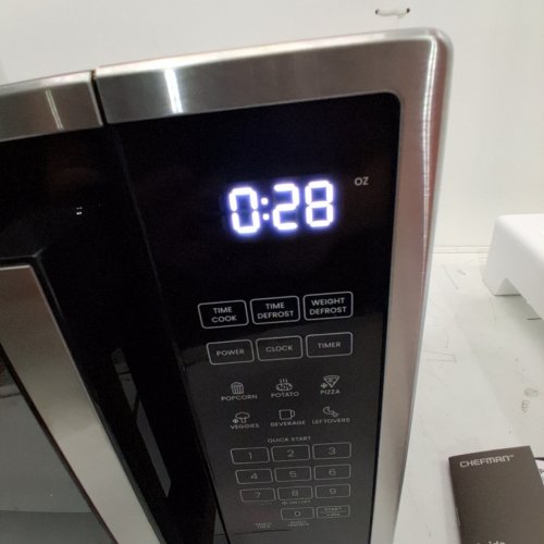 CHEFMAN 10-POWER LEVELS COUNTERTOP MICROWAVE WITH CHILD SAFETY LOCK - 1000W - 1.1 CU.FT - BLACK/STAINLESS STEEL - (MODEL: RJ55-SS-11-CK-CA) image 2