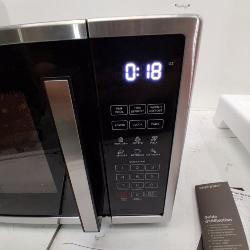 CHEFMAN 10-POWER LEVELS COUNTERTOP MICROWAVE WITH CHILD SAFETY LOCK - 1000W - 1.1 CU.FT - BLACK/STAINLESS STEEL - (MODEL: RJ55-SS-11-CK-CA) image 3