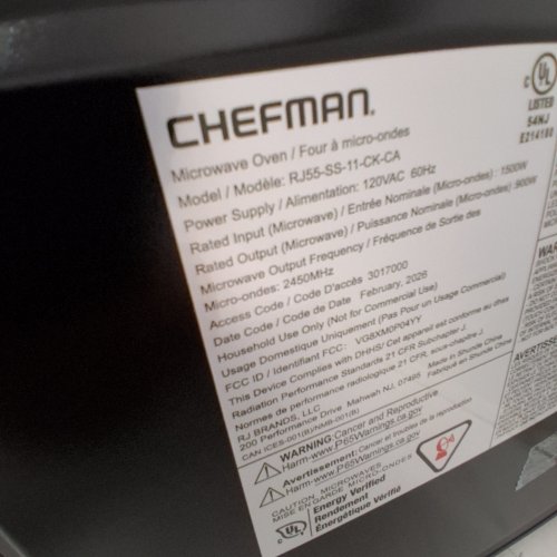 CHEFMAN 10-POWER LEVELS COUNTERTOP MICROWAVE WITH CHILD SAFETY LOCK - 1000W - 1.1 CU.FT - BLACK/STAINLESS STEEL - (MODEL: RJ55-SS-11-CK-CA) image 7