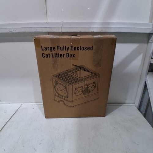 HELLOMIAO FULLY ENCLOSED FOLDABLE DRAWER-TYPE CAT LITTER BOX WITH LID, PLASTIC SCOOP, DEODORIZING FILTER & FEATHER TOY - LIGHT GREY (MODEL: MSP-01) image 4
