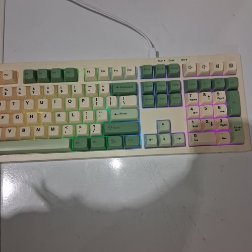 AULA WIRED RGB BACKLIT SILICONE KEYBOARD - CREAM AND GREEN (MODEL: S102) image 2