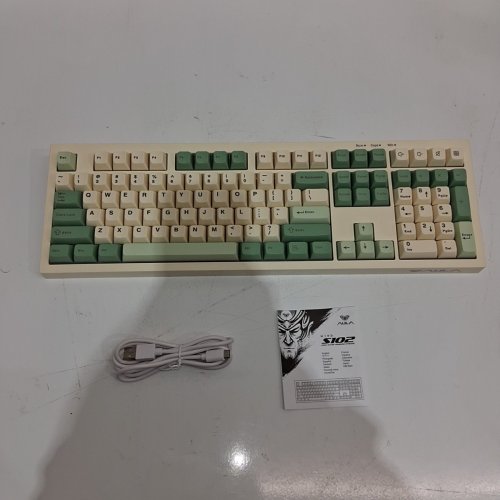 AULA WIRED RGB BACKLIT SILICONE KEYBOARD - CREAM AND GREEN (MODEL: S102) image 3