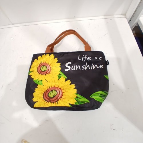 SUNFLOWER PRINT INSULATED TOTE BAG - BLACK image 2
