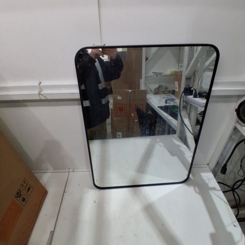 VENUS MODERN METAL FRAMED BATHRROM MIRROR - MATTE BLACK - 22" X 30" (MODEL: DME-B-22X30) image 2