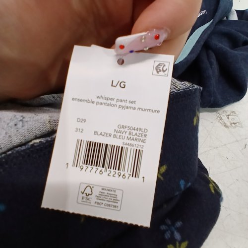 MATCHING LONG SLEEVE PAJAMA SET- LARGE -NAVY/FLOWERS (STYLE: GRF50449LD) image 2