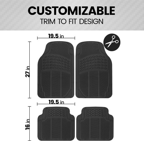 4PC AUTOMOTIVE FLOOR MATS - UNIVERSAL - BLACK (MODEL: OF-554-BK) image 2