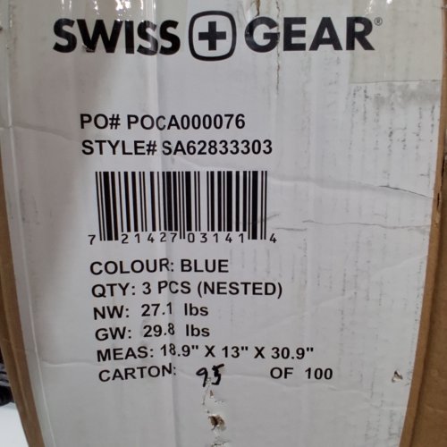 3PC SWISSGEAR NESTING ROLLING LUGGAGE SET - 21" / 24.5"/ 28" - BLUE (STYLE: SA62833303) image 2