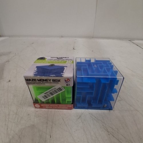 2PC MONEY OR PRIZE HOLDER MAZE PUZZLE BOX - 3" X 3" - BLUE/GREEN image 2