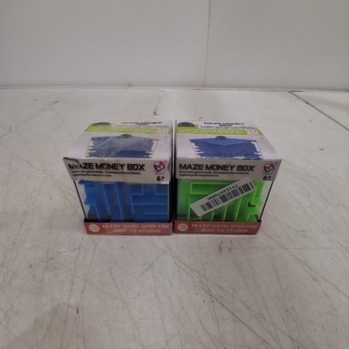 2PC MONEY OR PRIZE HOLDER MAZE PUZZLE BOX - 3" X 3" - BLUE/GREEN image 4