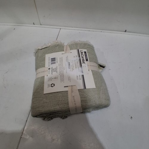 LIFECOMFORT REVERSIBLE COTTON THROW BLANKET - 50'' X 64'' - GREEN (MODEL : 1726023) image 3