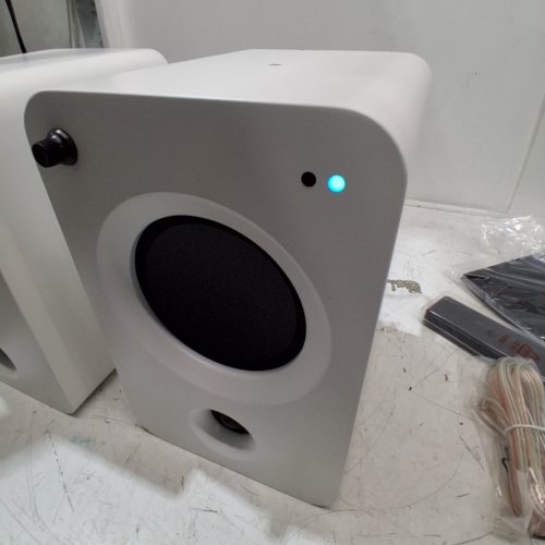 2PC KANTO REN POWERED BOOKSHELF SPEAKERS WITH HDMI-ARC - 7" X 8.5" X 10.9" - WHITE (MODEL: RENMB) image 3