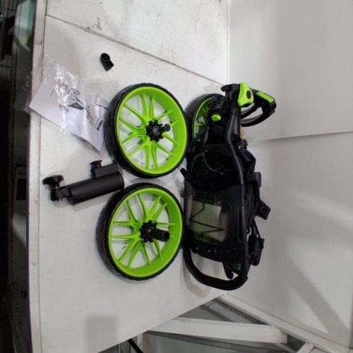CADDYTEK 3 WHEEL GOLF PUSH CART - FOLDABLE/COLLAPSIBLE LIGHTWEIGHT PUSHCART WITH FOOT BRAKE - EASY TO OPEN AND CLOSE - BLACK/LIME (MODEL: CP-EZ-8LIME) image 3