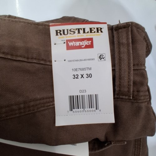 MEN'S WRANGLER RUSTLER CARPENTER HEAVYWEIGHT DENIM PANTS - 32W X 30L - BROWN image 2