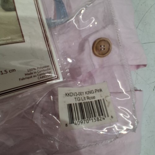 3PC KRINKLE DUVET COVER & PILLOWCASE SET WITH BUTTON CLOSURES - KING - PINK (MODEL : KKDV3-001) image 3