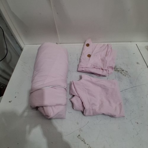 3PC KRINKLE DUVET COVER & PILLOWCASE SET WITH BUTTON CLOSURES - KING - PINK (MODEL : KKDV3-001) image 5