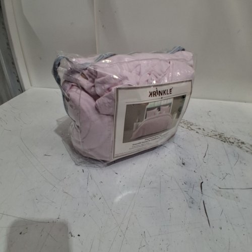 3PC KRINKLE DUVET COVER & PILLOWCASE SET WITH BUTTON CLOSURES - KING - PINK (MODEL : KKDV3-001) image 6