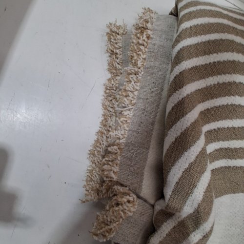 GEOMETRIC PATTERNED THROW BLANKET - 71" X 115" - BEIGE AND WHITE image 3