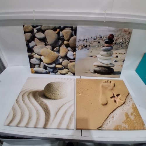 4PK ASSORTED BEACH-THEMED WALL ART PRINTS - 20" X 20" - ASSORTED COLOURS image 2
