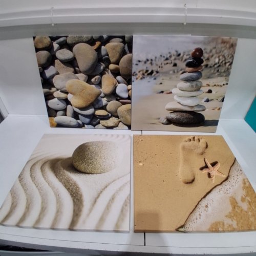 4PK ASSORTED BEACH-THEMED WALL ART PRINTS - 20" X 20" - ASSORTED COLOURS image 3