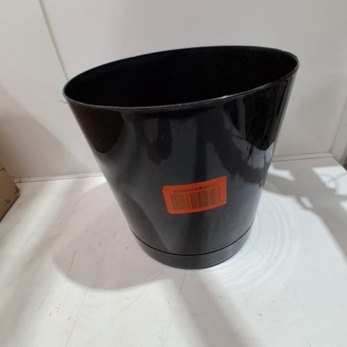 NOVELTY MAJESTIC FULL-DEPTH CYLINDER PLANTER POT WITH DRAINAGE TRAY - 12" - GLOSSY BLACK - (MODEL: FD-1012) image 2