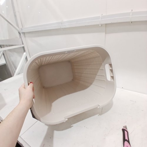 MIND READER SLIM LAUNDRY HAMPER WITH LID - 60 L - IVORY (MODEL: 60FABHAMP-IVO) image 5