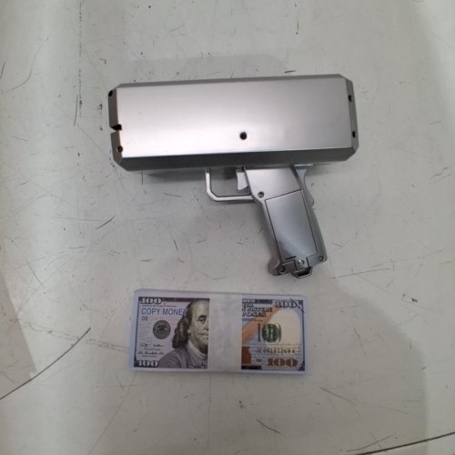 MONEY SHOOTER GUN WITH PAPER MONEY - SILVER image 2