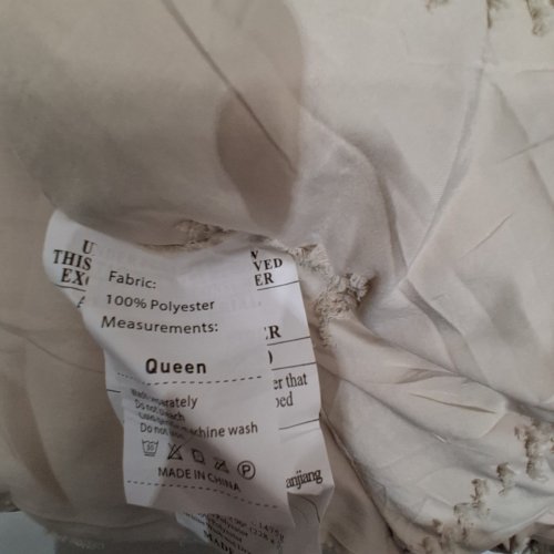 3PC NAYOROOM JACQUARD GEOMETRIC TUFTED BOHO DUVET COVER SET - QUEEN - BEIGE image 3