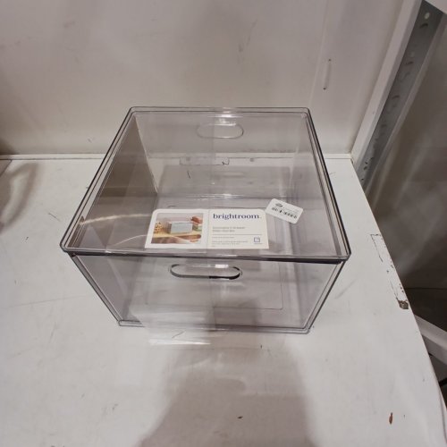 BRIGHTROOM ACRYLIC 1 SLIDE DRAWER STACKABLE STORAGE BIN - 12 9/16" X 12 3/16" X 8 3/4" - CLEAR image 3