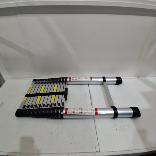 ALUMINUM NON-SLIP TELESCOPING LADDER WITH STABILITY HOOKS - 330LBS CAP, 16.5FT - SILVER (MODEL: EN131CE) image 2