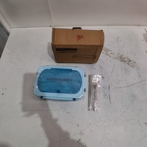 KIDSJOY MICROWAVE SAFE LEAKPROOF BENTO BOX WITH UTENSILS - 34OZ TOTAL - BLUE (MODEL : 06979335780717) image 2