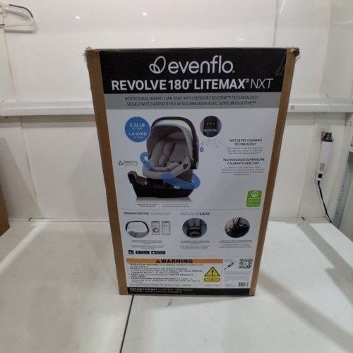 EVENFLO REVOLVE180 LITEMAX NXT BLUETOOTH INFANT CARSEAT WITH BASE AND SENSORYSOOTHE - MAX WEIGHT 22LBS - QUARTZ/GREY (MODEL: CS160412545C) image 6