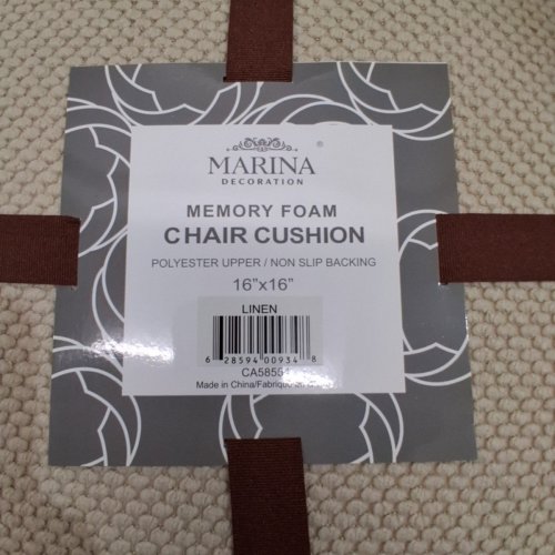 2PK MARINA DECORATION NON-SLIP CHAIR CUSHIONS - 16"X16" - BEIGE LINEN (MODEL: CA58554) image 2